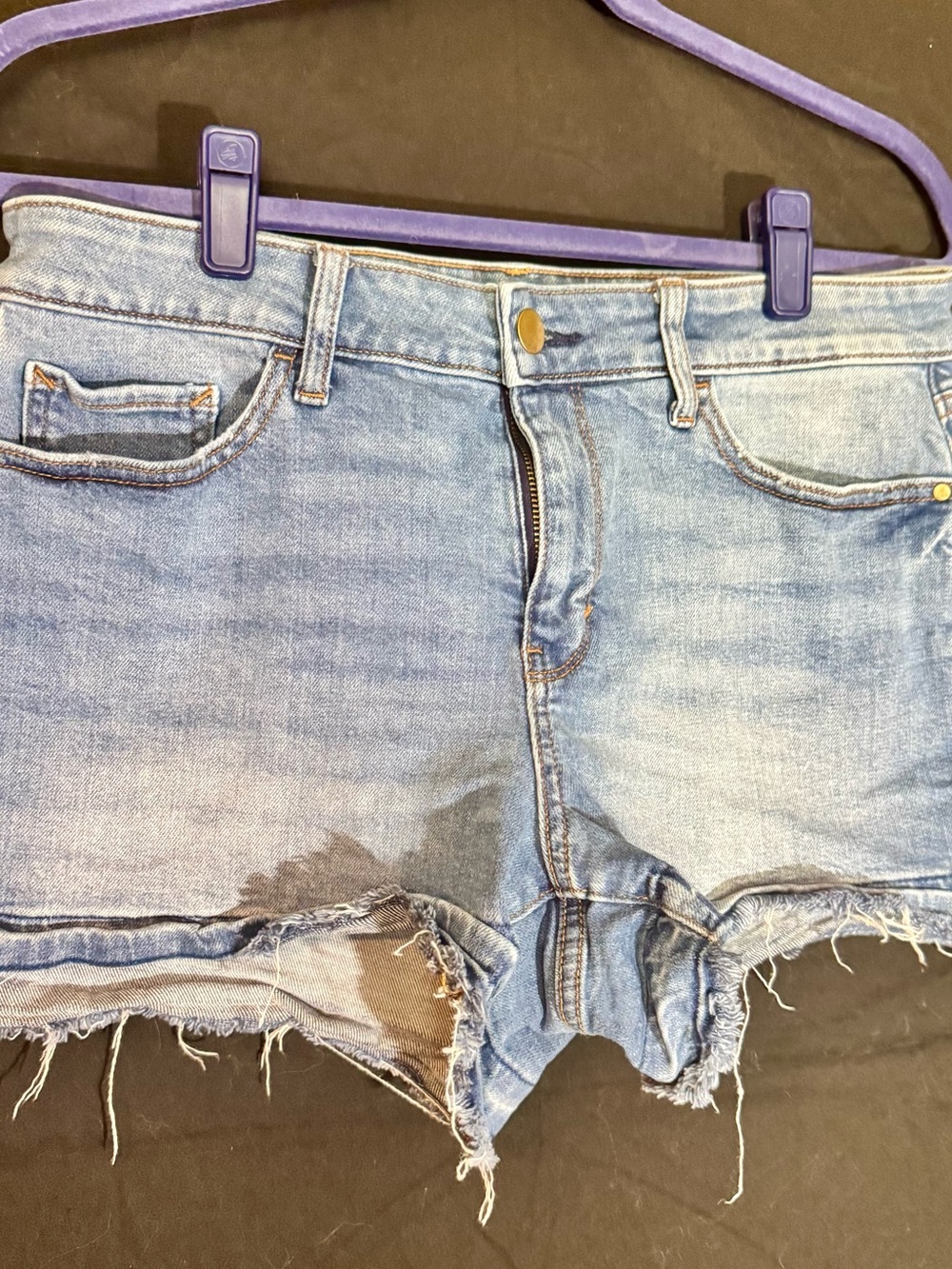 a.n.a Light Blue Denim Frayed Cutoff Shorts